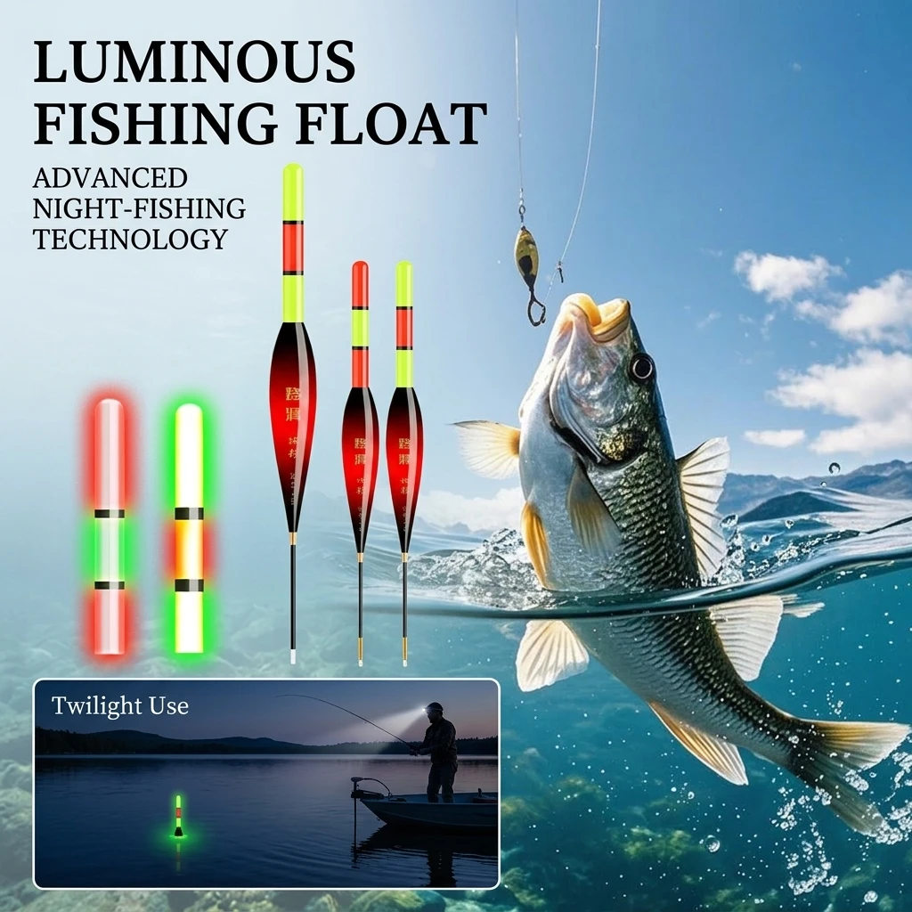 Large Object Long-Range Rock Fishing Float Slippery Night Light Dual-Use Color Changing Bold Bite Hook Fish Float for Day And Ni