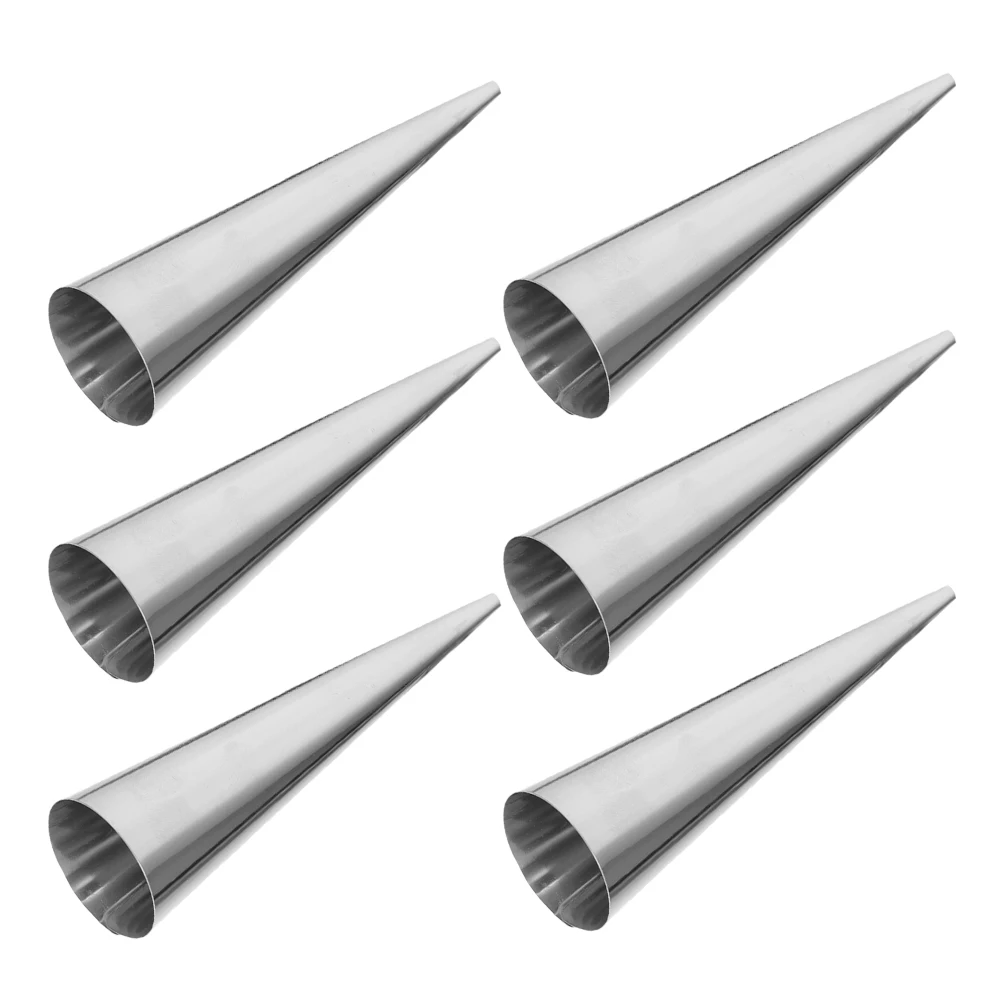6Pcs Croissant Tubular Stainless Steel Molds Cone Shape Baking Kit Pastry Bread Cannoli Tools Cone Baking Mold