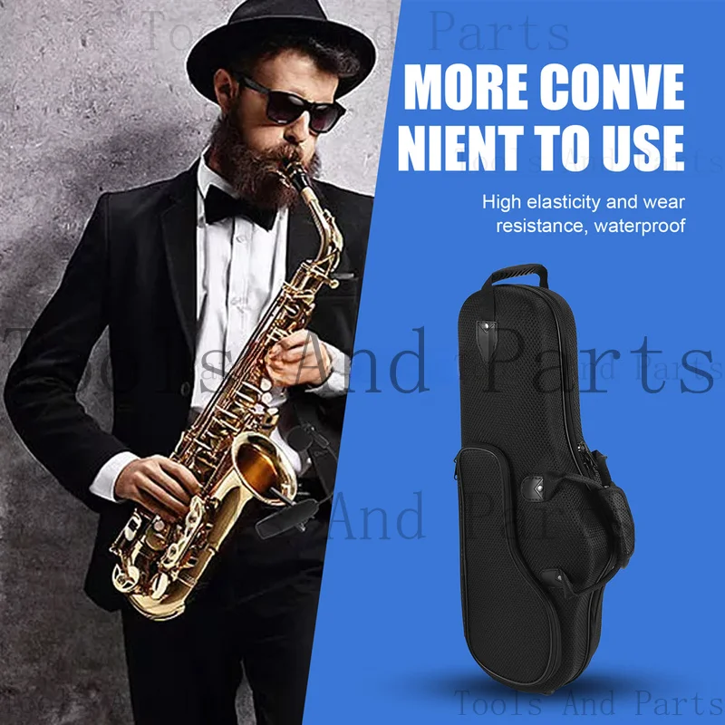 AZZ-- صندوق حقيبة كبيرة من قماش أكسفورد ألتو ساكسفون ناعم مع حزام كتف قابل للتعديل، أسود #5