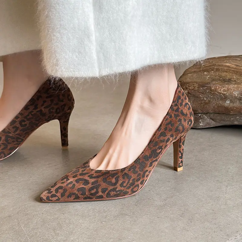 Escarpins sexy pour femme, chaussures ultra hautes, escarpins léopard à talon haut, chaussures de soirée élégantes pour femme, chaussures à bout pointu à enfiler