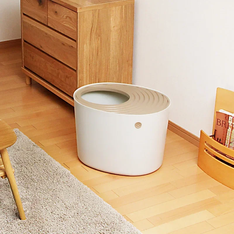 Durable dwelling cat litter box semi-enclosed anti-take out cat's toilet snail house design plastic pets products