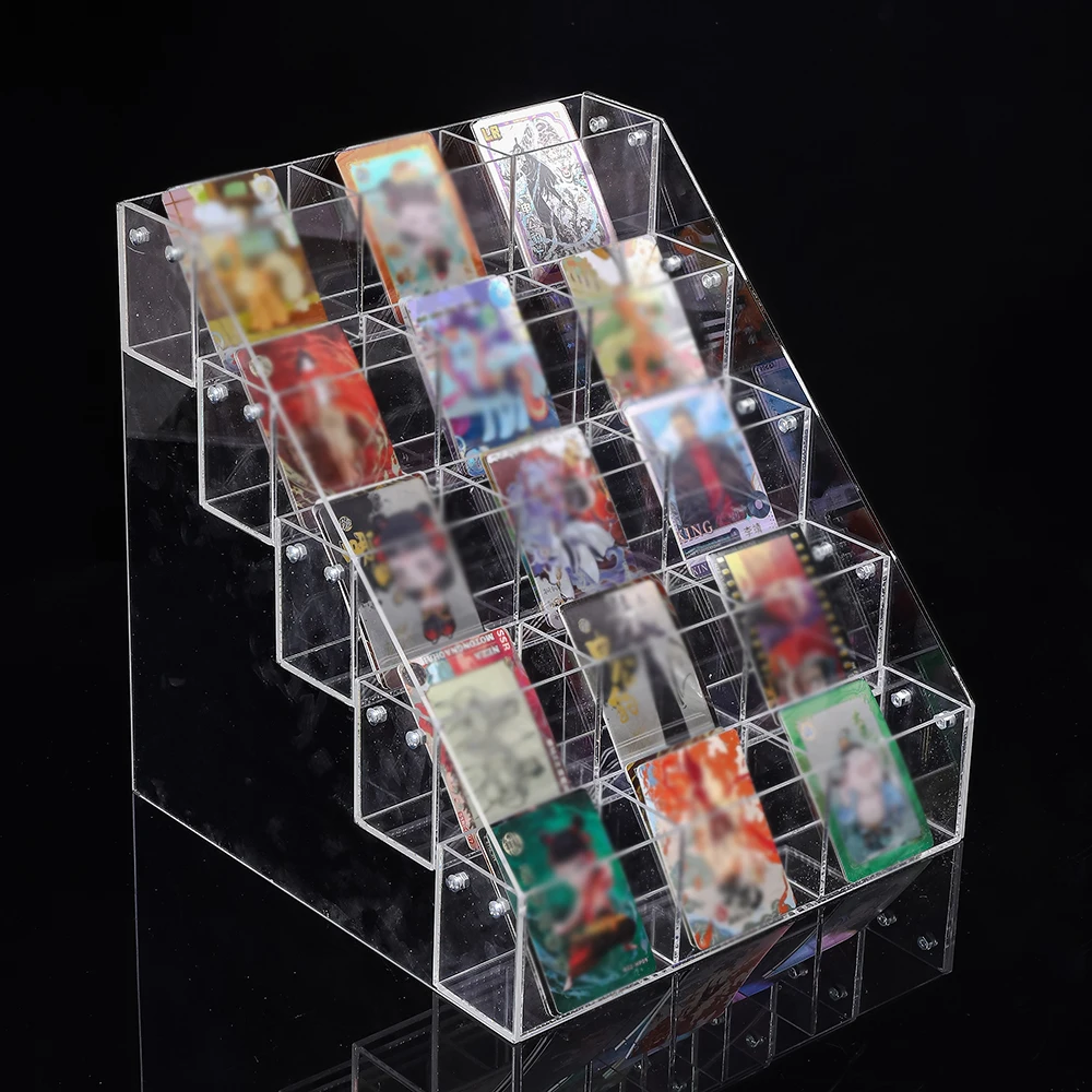 Acrylic Clear Display Stand Anime Peripheral Badge Medal Display Rack Ladder Organizers Card Storage Organization Box