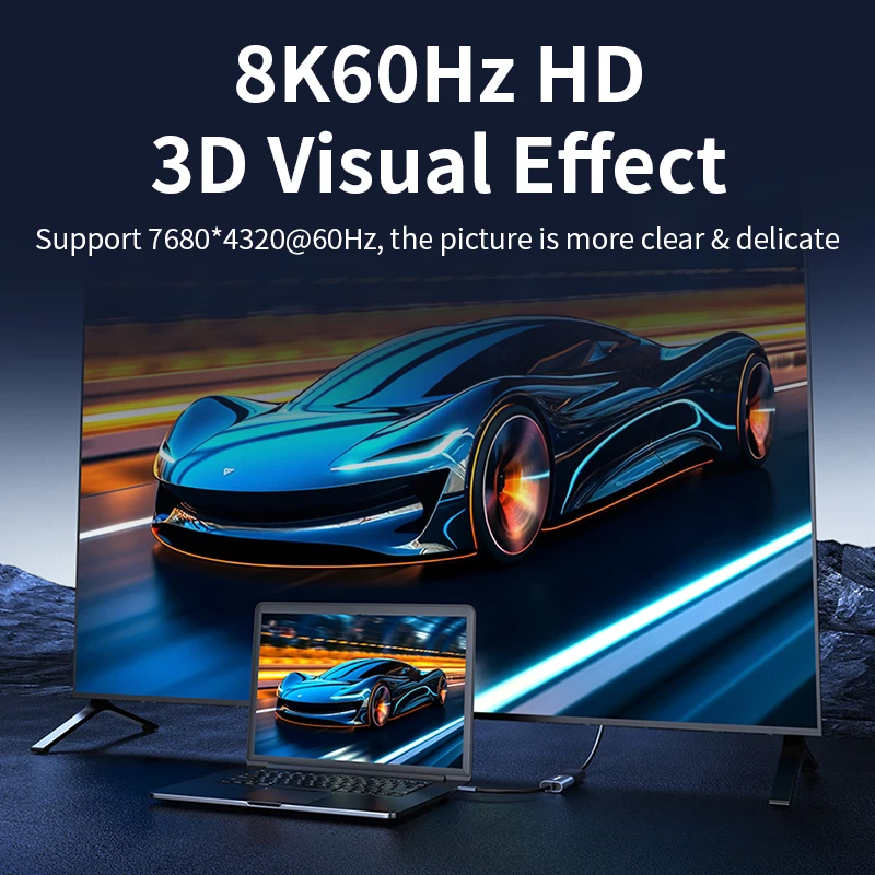 Unnlink 8K USB C to HDMI Adapter 4K 120Hz/2K 165Hz Type C Thunderbolt 4 to HDMI Converter Hub for Laptop PC Phone to TV Monitor