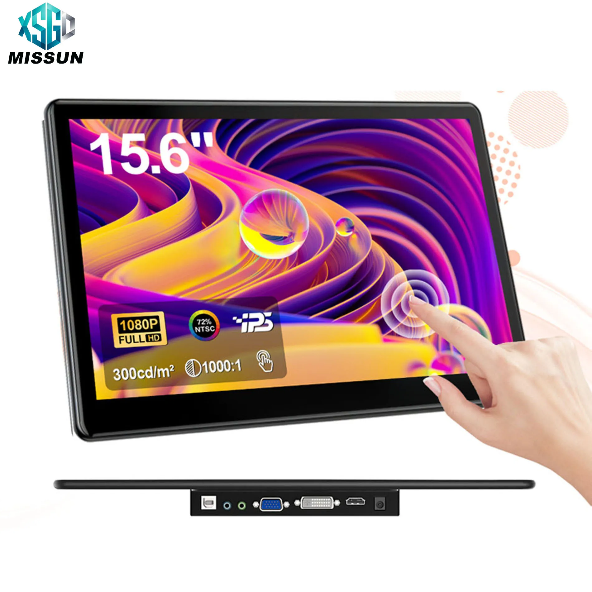 Monitor Portátil MISSUN de 15.6 Polegadas com Mini HDMI e Touchscreen, Resolução 1920*1080P, Tela Estendida para Laptop, Segundo Monitor para Xbox e PS4/5