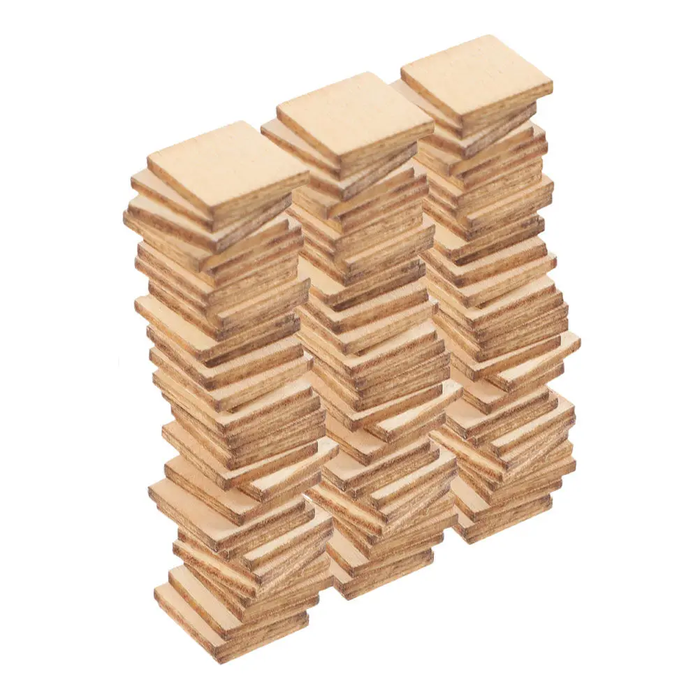200Pcs Square Wooden Craft Pieces 4Cm Rustic Unfinished Wood Blocks Smooth Surface for DIY Art Projects Coasters Ornaments Party