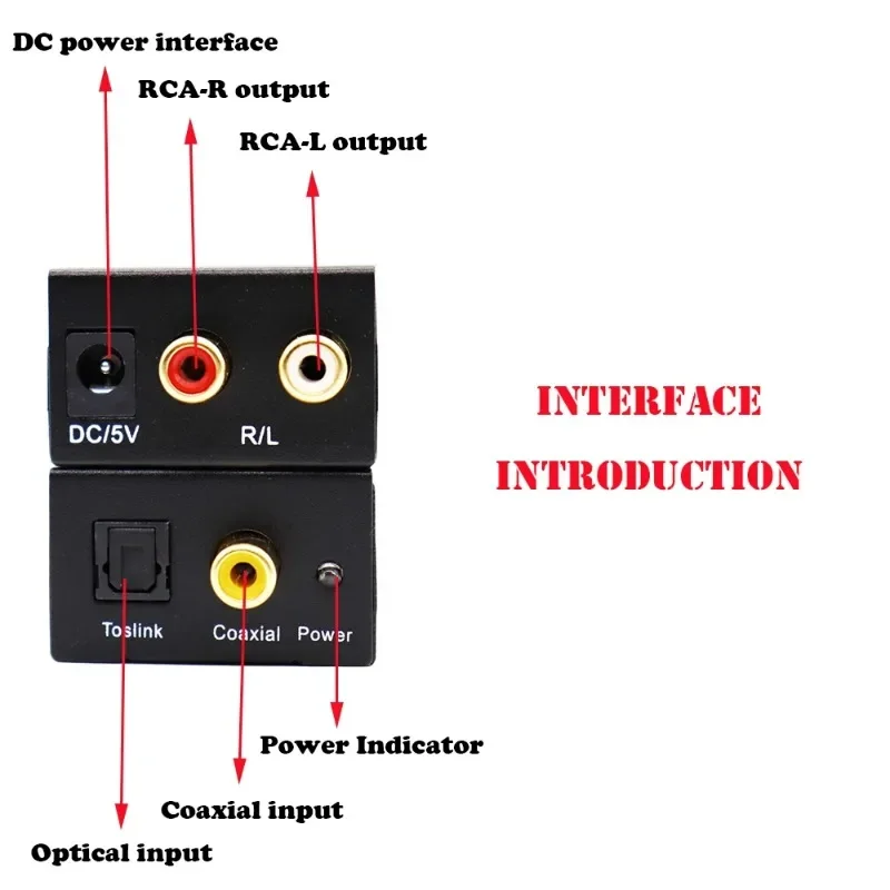 الرقمية إلى التناظرية محول صوت الألياف البصرية إشارة محورية إلى التناظرية DAC Spdif ستيريو 3.5 مللي متر جاك 2 * RCA مكبر للصوت فك