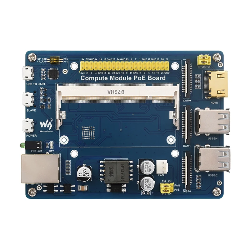 Placa PoE de módulo Compute con PoE Breakout Board, 4 puertos USB para desarrollar con Raspberry Pi CM4S / CM3 / CM3L / CM3 + / CM3 + L