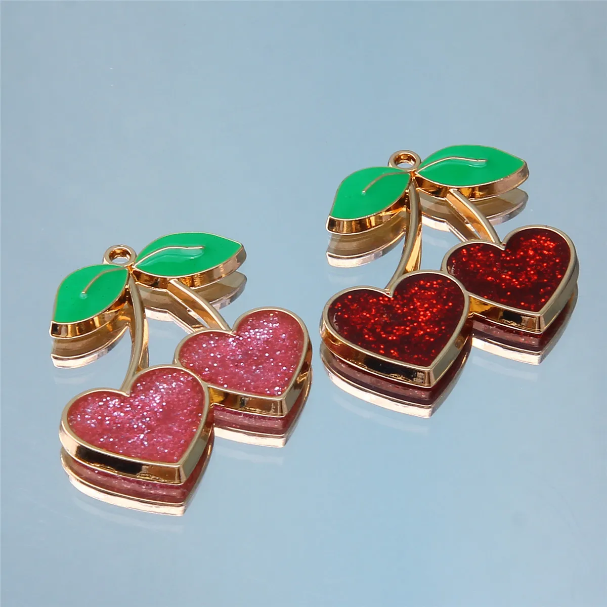 10pcs Colorful Cherry Strawberry Lemon Fruit Enamel Charms DIY Keychain Necklace Earrings Making Accessories