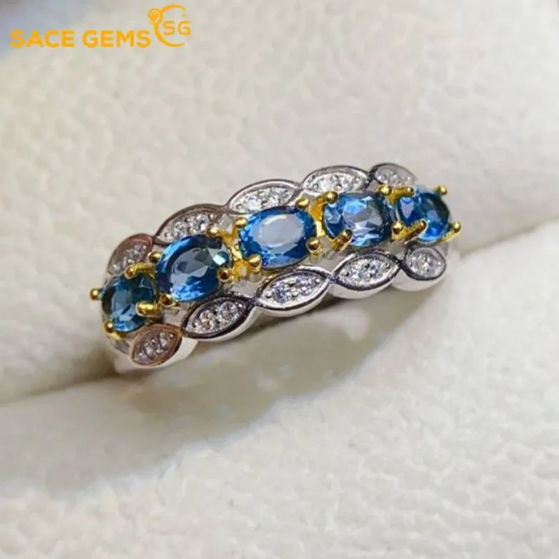 

SACE GEMS модные роскошные кольца из стерлингового серебра 925 пробы 3*4 мм с натуральным топазом для женщин, изящные ювелирные изделия для свадьбы, помолвки и вечеринки