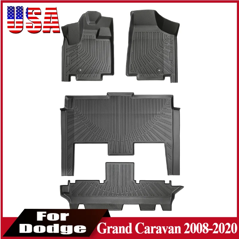 

7-местные автомобильные коврики для Dodge Grand Caravan 2008-2020, всепогодный защитный коврик из ТПЭ, автомобильный коврик, грузовой вкладыш, автомобильные аксессуары