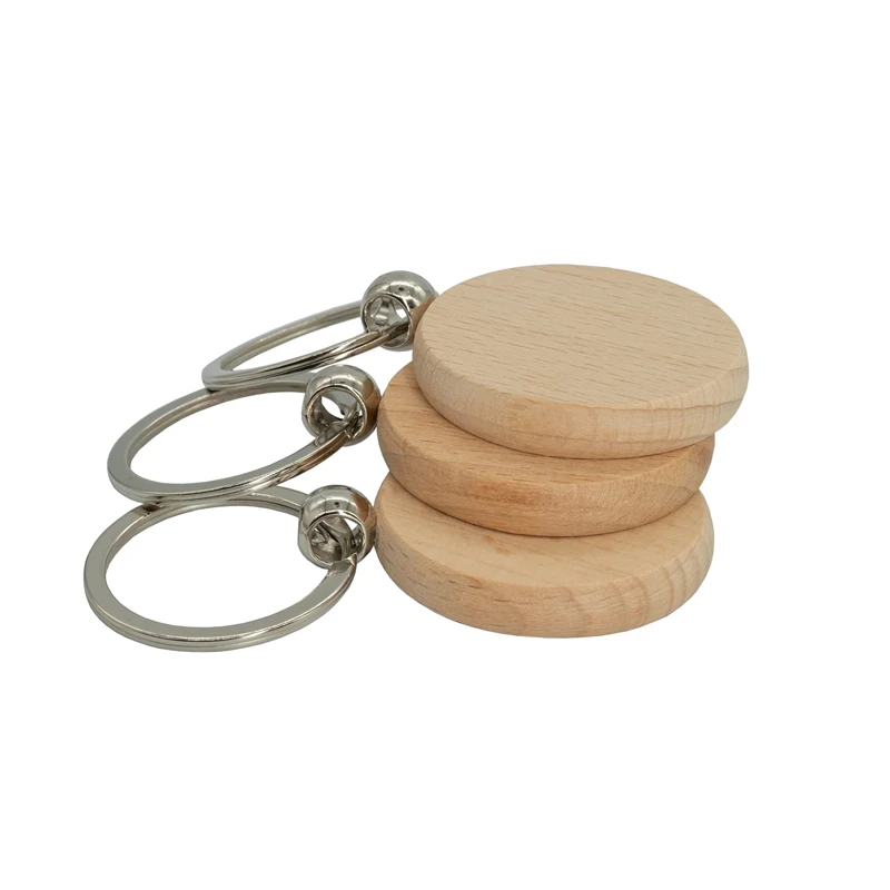 40Pcs Round Wood Keychain Blanks Diy Wooden Keychain Blanks Unfinished Wooden Key Ring Key Tag