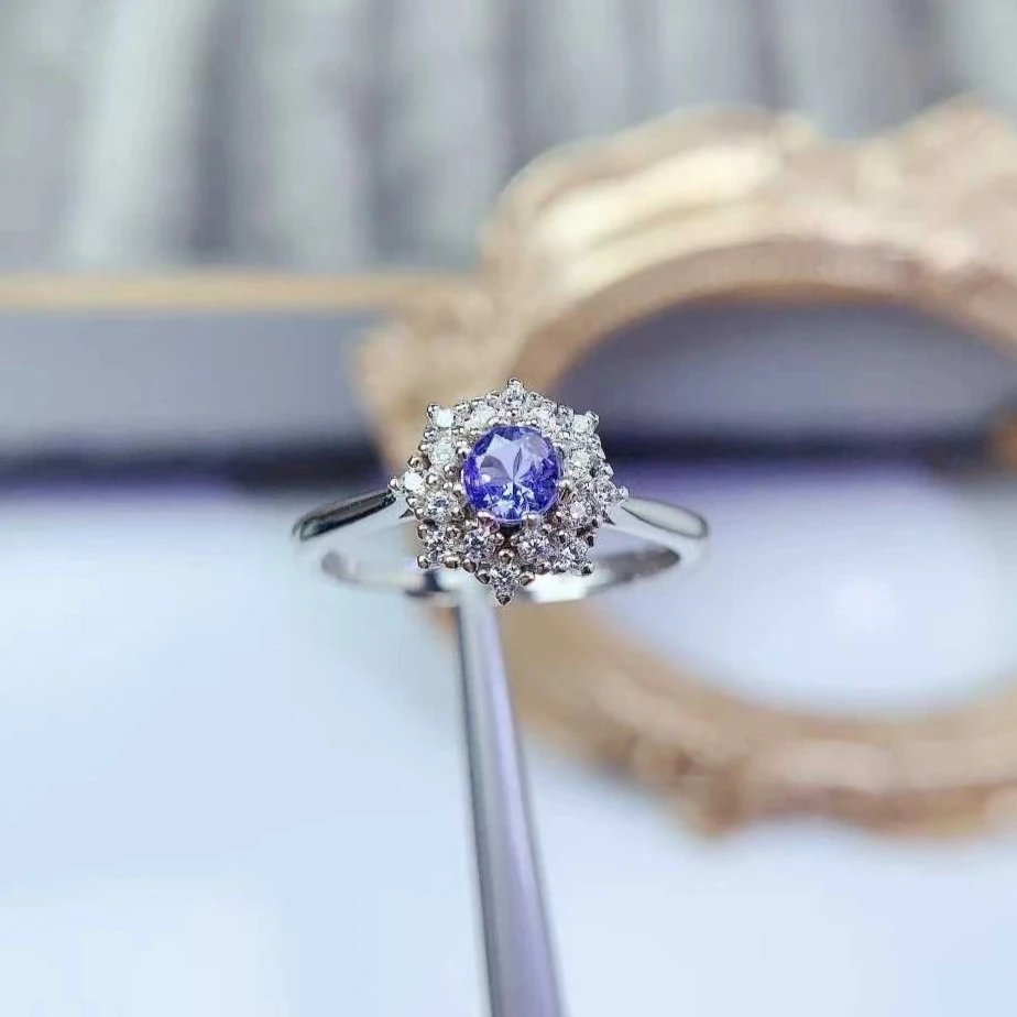 

Кольцо из натурального танзанита, серебро 925 пробы, кольцо с драгоценным камнем, 4 мм, 0,3 карата, класс VVS, ювелирные изделия из натурального танзанита