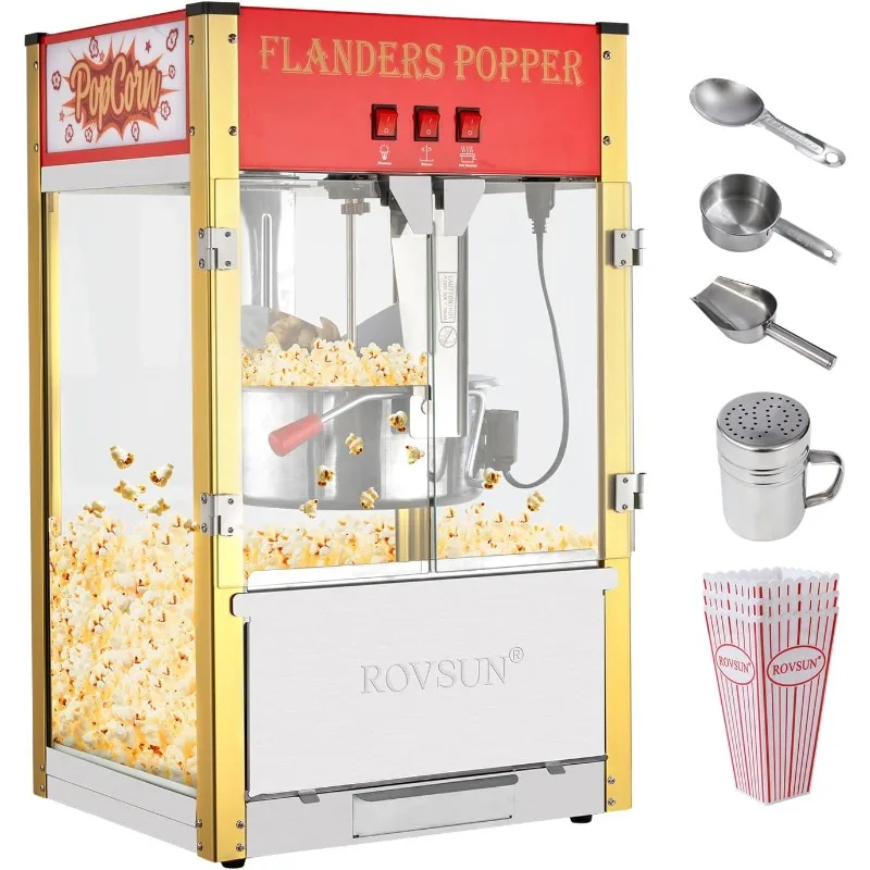 Popcorn Machine with 16 Ounce Kettle, Countertop Popcorn Maker Commercial Popcorn Machine w/Stainless Steel Scoop,