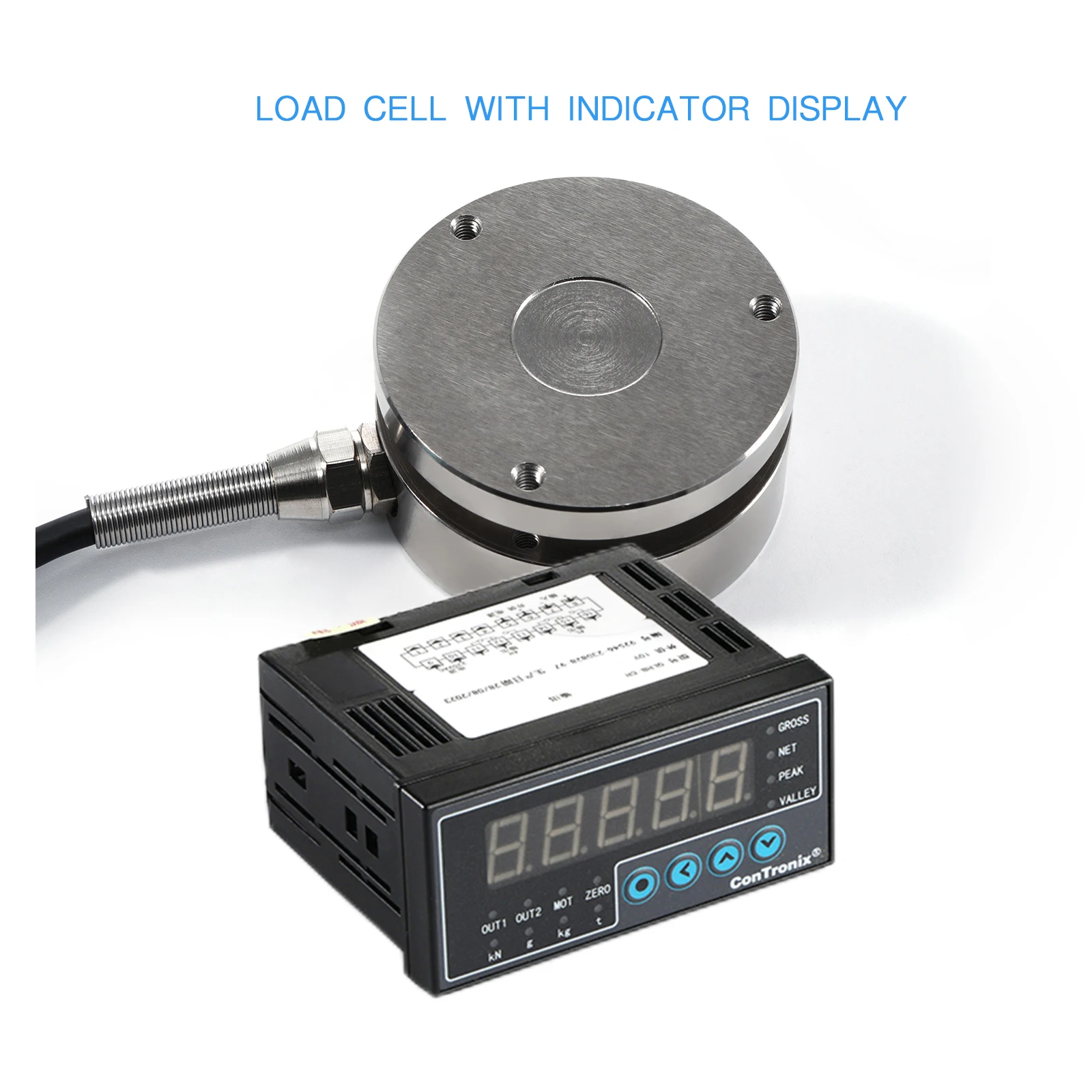 Load Cell Sensor with Indicator Display Test Force Weight Pressure Supply AC100-240V Maximum Range 0-5000KG/11000LB/49KN