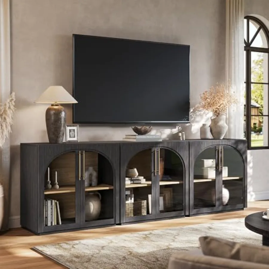Sideboard Cabinet with, 94.5'' W Display Cabinet