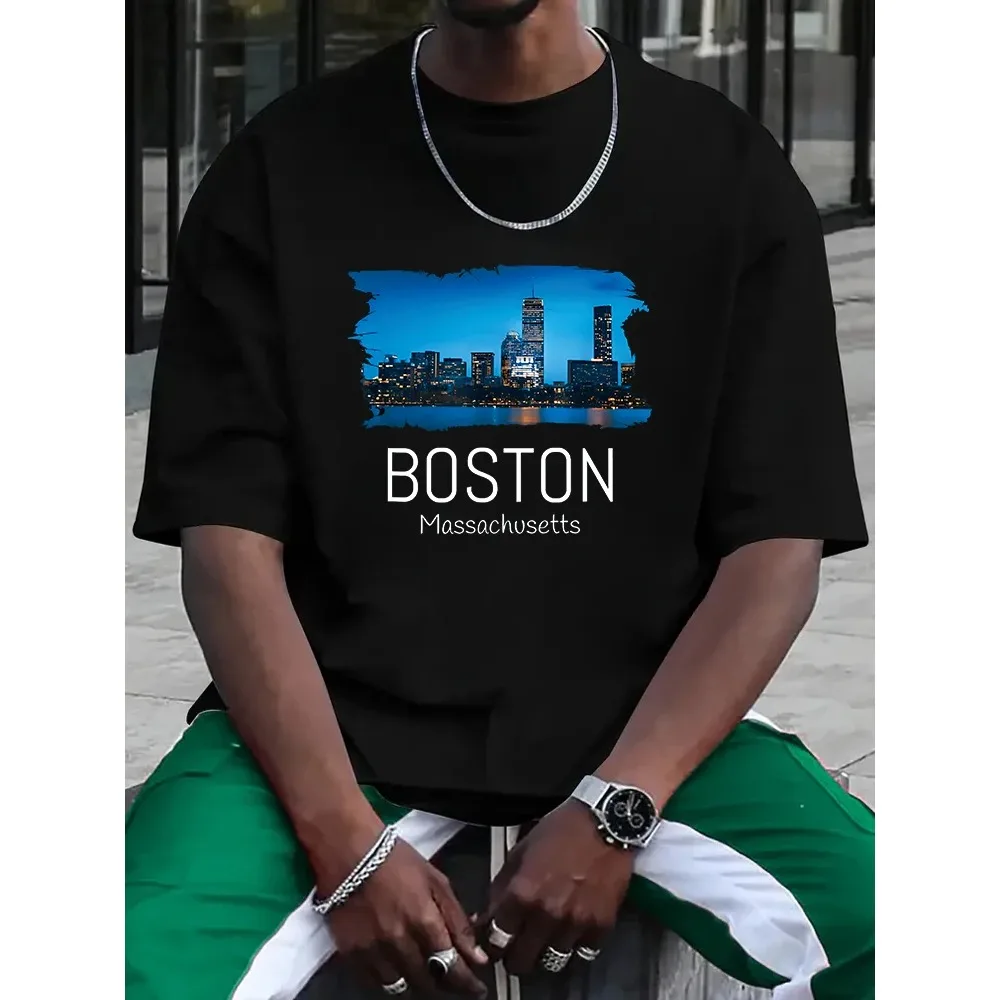 Beautiful Landscape Patterns Men's T-shirt Short Sleeve Tees Loose T-shirt Tops T shirt Cotton Print Tee Tops Fashion Clothing