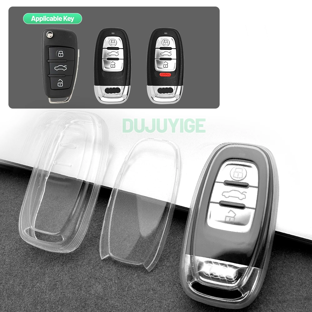 Clear TPU Car Key Case For Audi Q3 8U 2011-2018 Key Fob Cover Protector Shell Auto Accessories 2012 2013 2014 2015 2016 2017