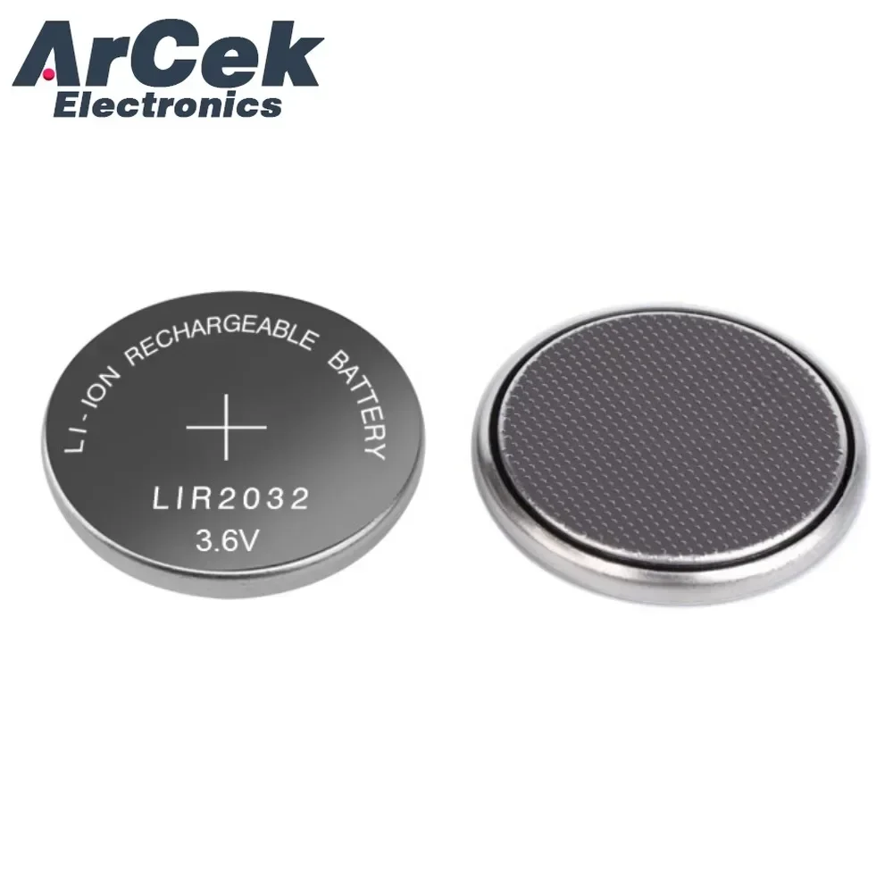 2PCS New LIR2032 Li-ion Rechargeable Battery 3.6V Lithium Button Batteries for Watch Computer Replaces LIR 2032 CR2032/ML2032