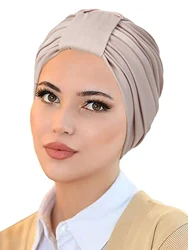 Solid Color Muslim Hijab Caps Women Wrap Head Ramadan Soft Elastic Ladies Turban Bonnet Fashion Headdress Wearable