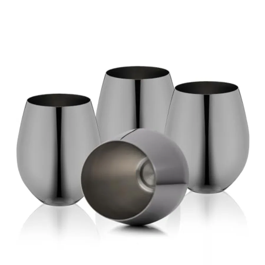 

Stainl Steel Wine Glasses Set of 4, 18oz Unbreakable Steml Metal Wine Glass for Outdoor, Travel, Camping, Pool