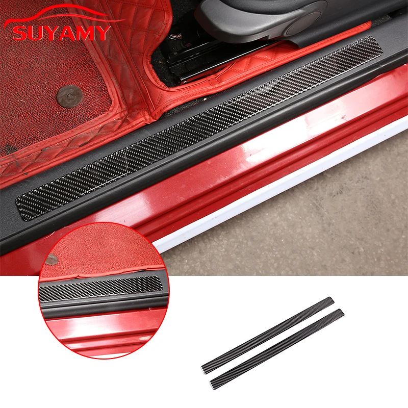 

Soft Carbon Fiber Inner Door Welcome Pedal Door Threshold Strip Trim Stickers For 2011-2019 Fiat 500 Auto Interior Accessories