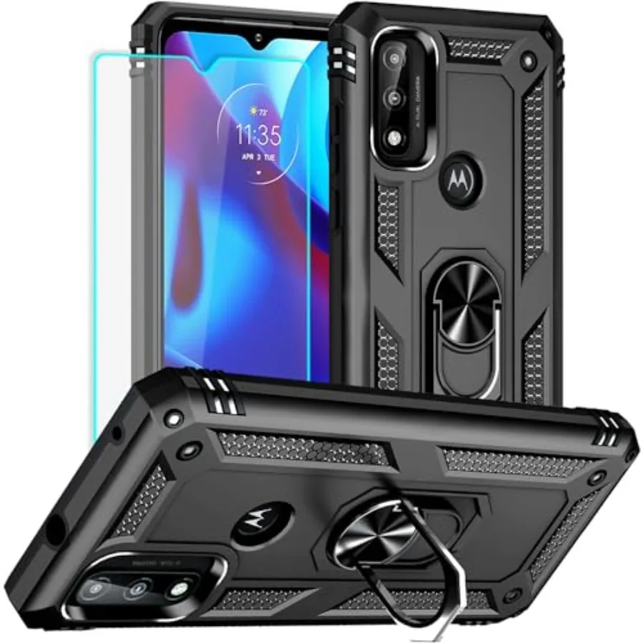 

for Moto G Pure Phone Case, Moto G Power 2022 Case with HD Screen Protector, Military Grade Protective Cases with Ring for Moto