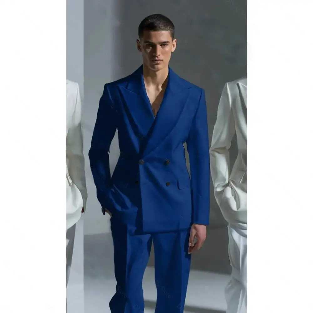 

High Quality White Men'S Suit 2 Piece Blazer With Trousers Daily Casual Office Business Male Suit Groom Wedding Dress Customized