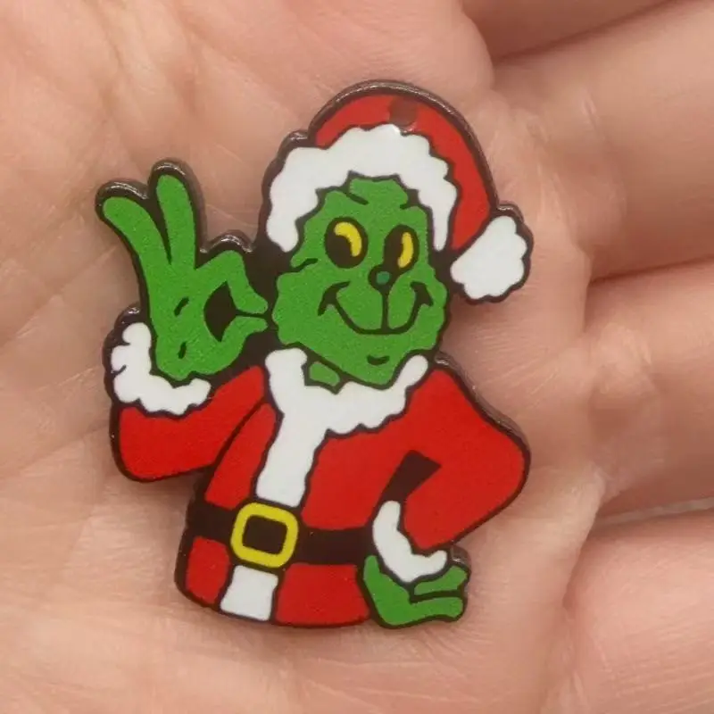 10pcs acrylic single-sided printed Christmas cartoon pendant, DIY jewelry making earrings, keychains, accessories