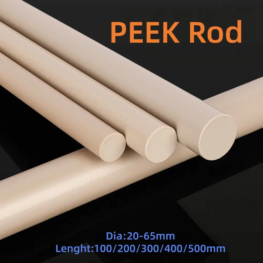 1Pcs Polyetheretherketone Solid Round Bar, High Temp Resistant Natural PEEK Rod, Diameter 6-60mm Available in 200-500mm Length