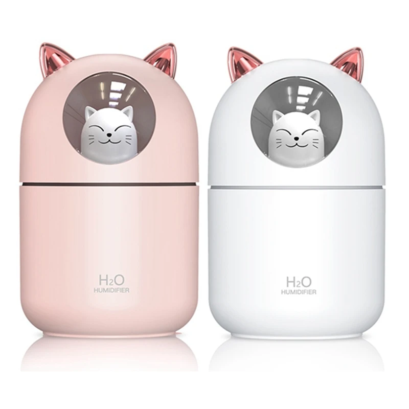 

300ML USB Air Humidifier Cool Mist Maker Fogger With Colorful Lamp Cute Cat Mini Aroma Diffuser Humidificador