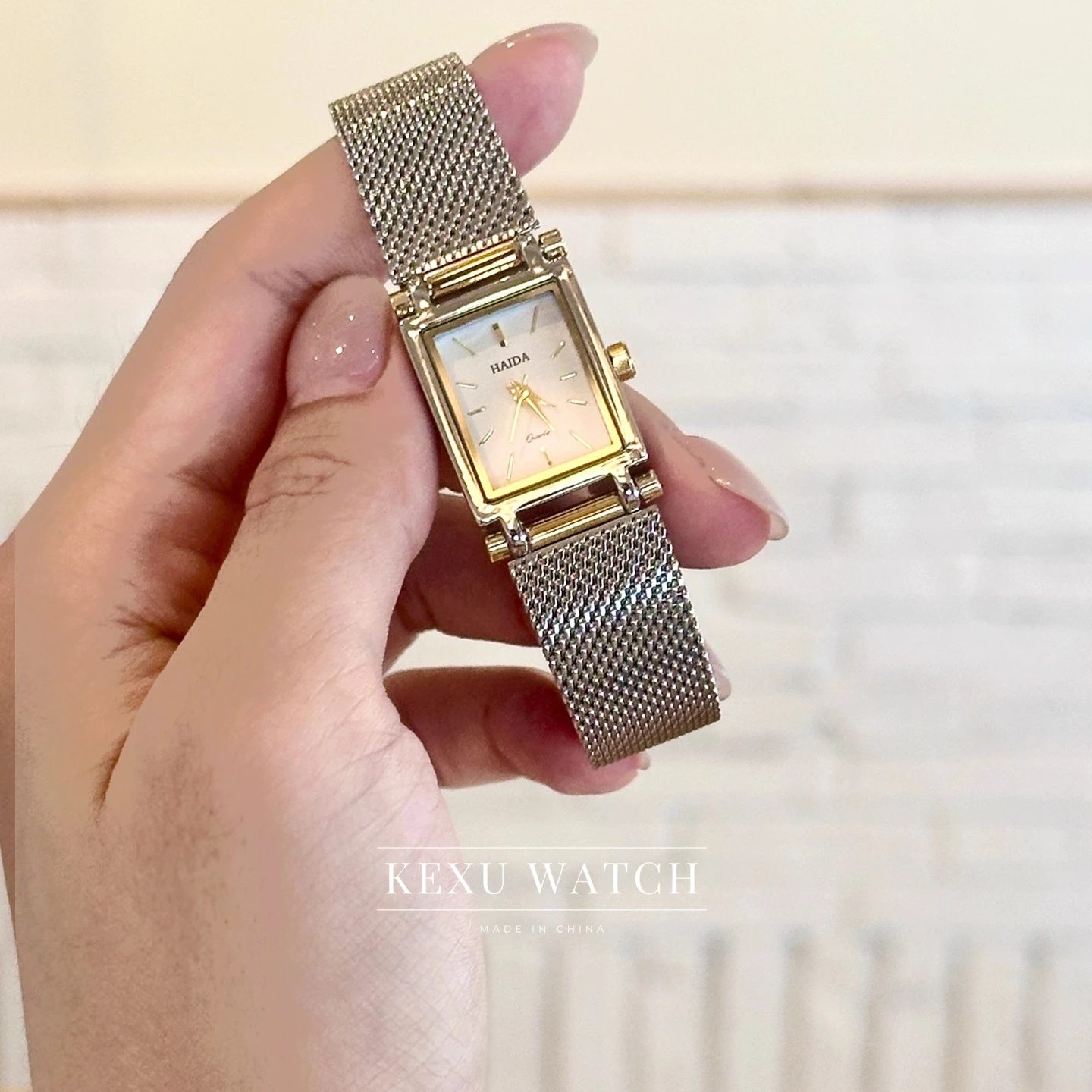 Женские часы Haida, двухцветные элегантные женские часы, женские часы с квадратным циферблатом и сетчатым ремешком, элегантные женские часы оптом