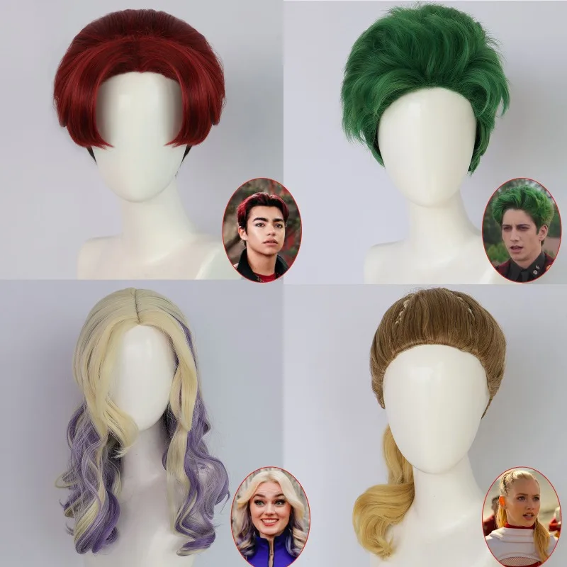 Nouveau Zombies 4 Cosplay Victor Nova Addison Cosplay perruque homme femme aube vampires fantaisie cheveux Halloween fête synthétique perruque + bonnet de perruque