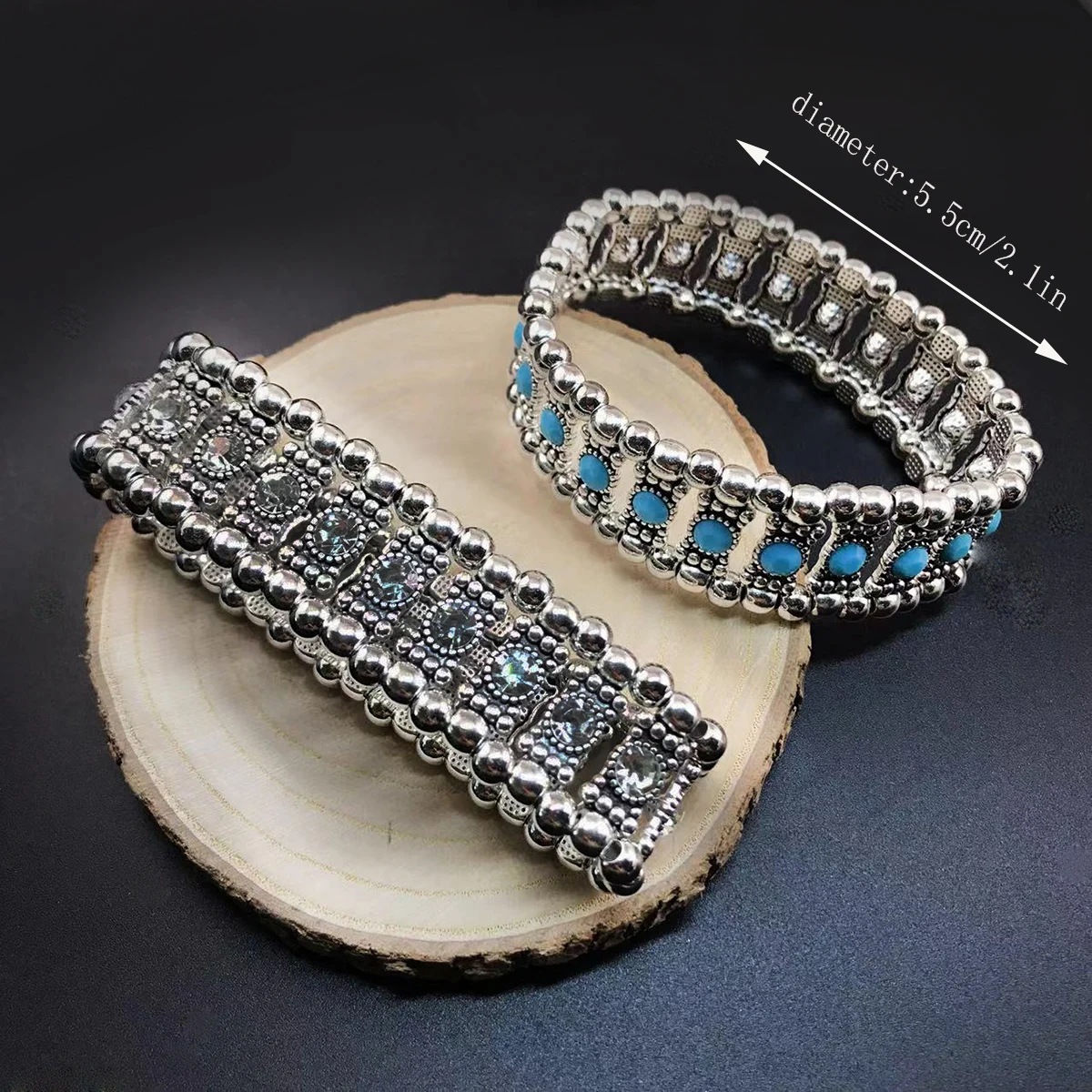 Vintage Rhinestone Elastic Bracelet For Women Holiday Leisure Daily Wear Fashion Decorative Jewelry