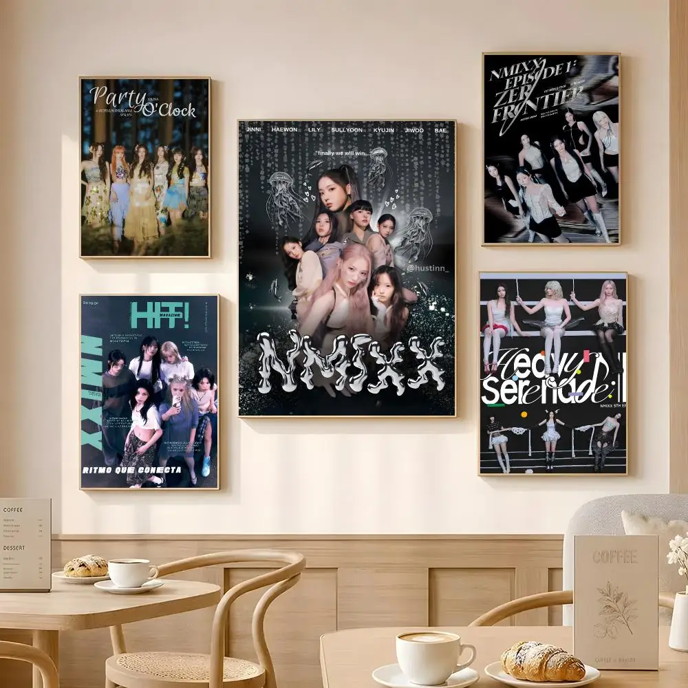 Kpop Group NMIXX Poster Poster Self-adhesive Art Waterproof Paper Sticker Coffee House Bar Room Wall Decor