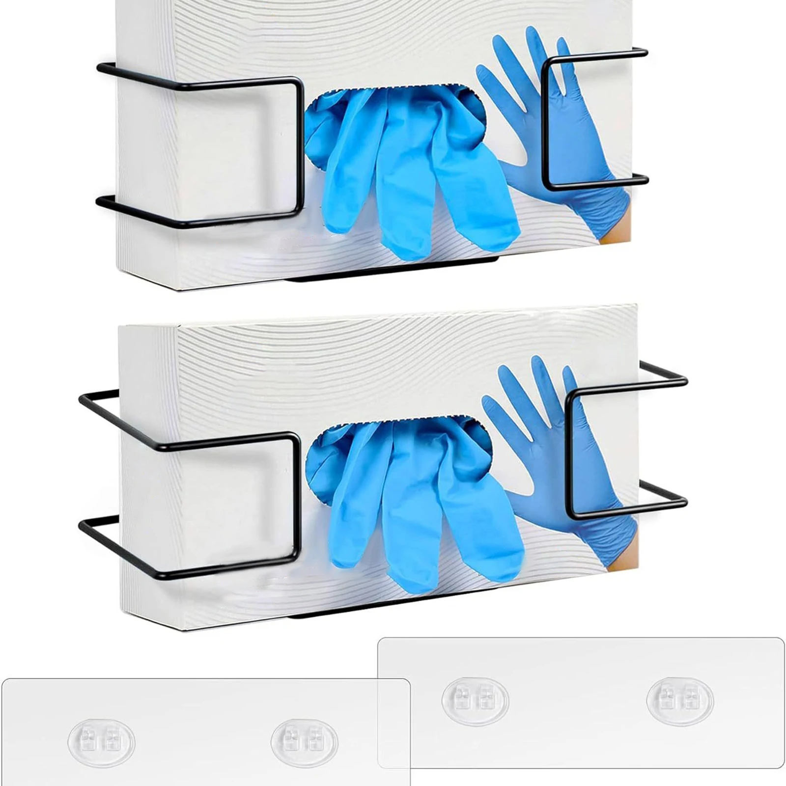 2Pcs Disposable Glove Dispenser Metal Glove Rack, Versatile Rubber Gloves Wall Mount Wire Rack Box for Kitchen Organizer Latex