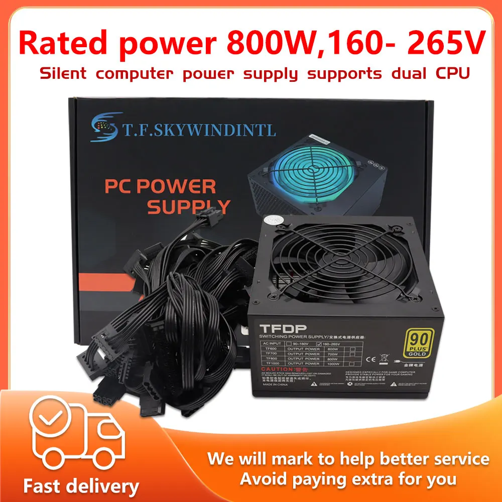 

T.F.SKYWINDINTL Gaming PC Power Supply Rated 700W Max 900W Mining PSU 24PIN Bitcoin Miner ETH Coin Mining Ethereum