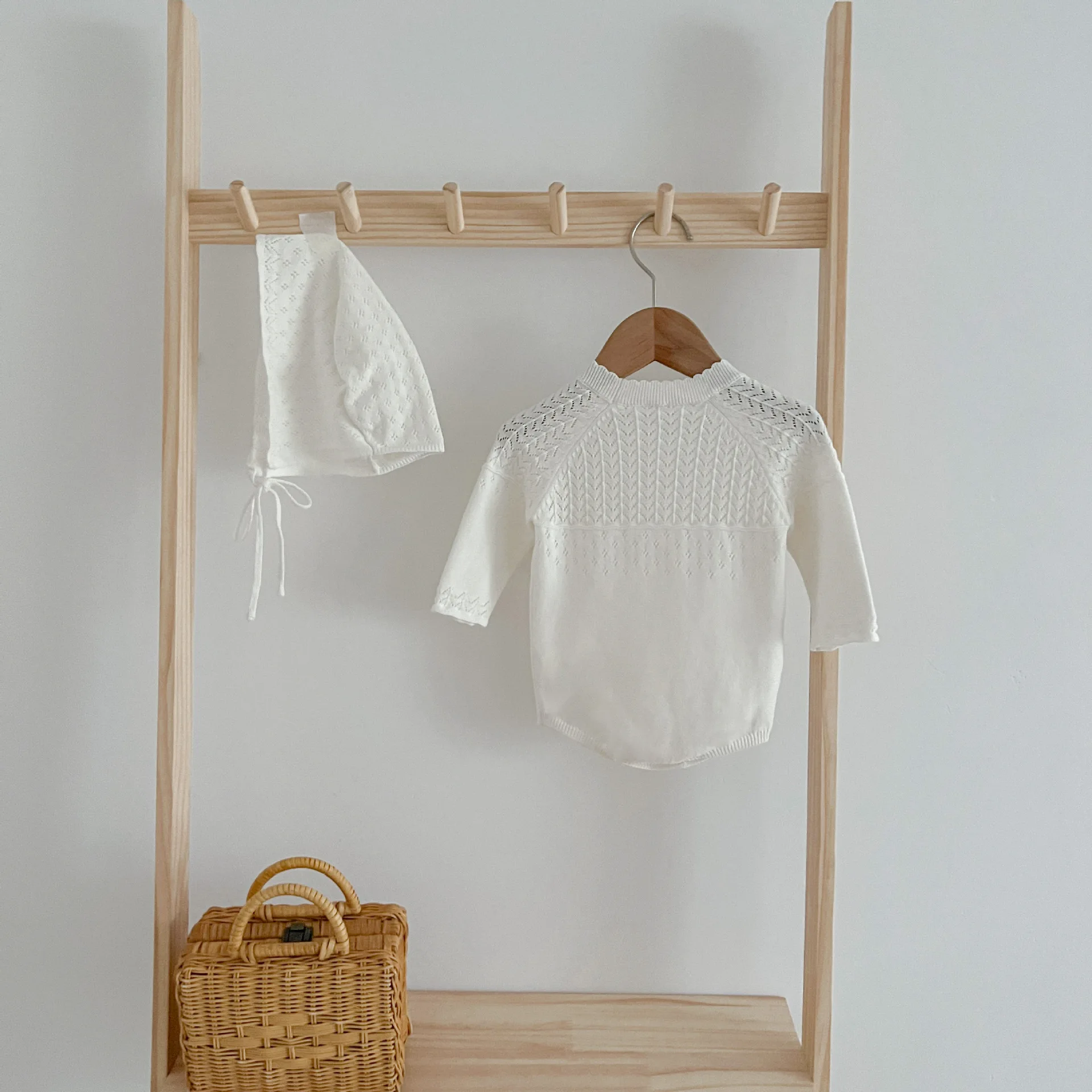 0-2Y Stricken Neugeborenen Overall Baby Mädchen Junge Frühling Herbst Kleidung Nette Langarm Pullover Romper + Hut Casual Neue geboren Outfits – Detail 4