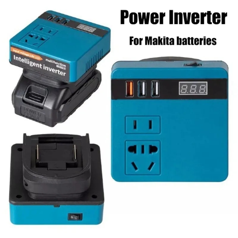 120W Lithium Battery Inverter 3 USB Ports High Power Battery Inverter Multifunction DC 21V To 220V Inverter Adapter for Makita