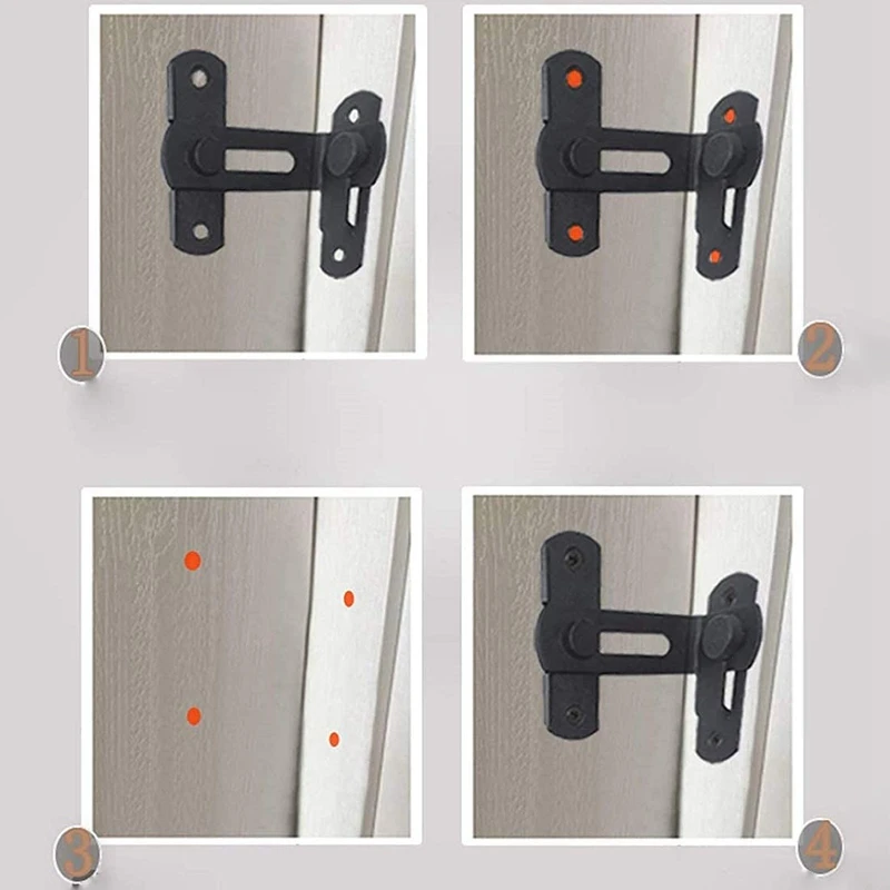 Matt Black Stainless Steel Door Buckle Lock Bolt Lock 90 Degree Door With Cabinet Hasp Lock