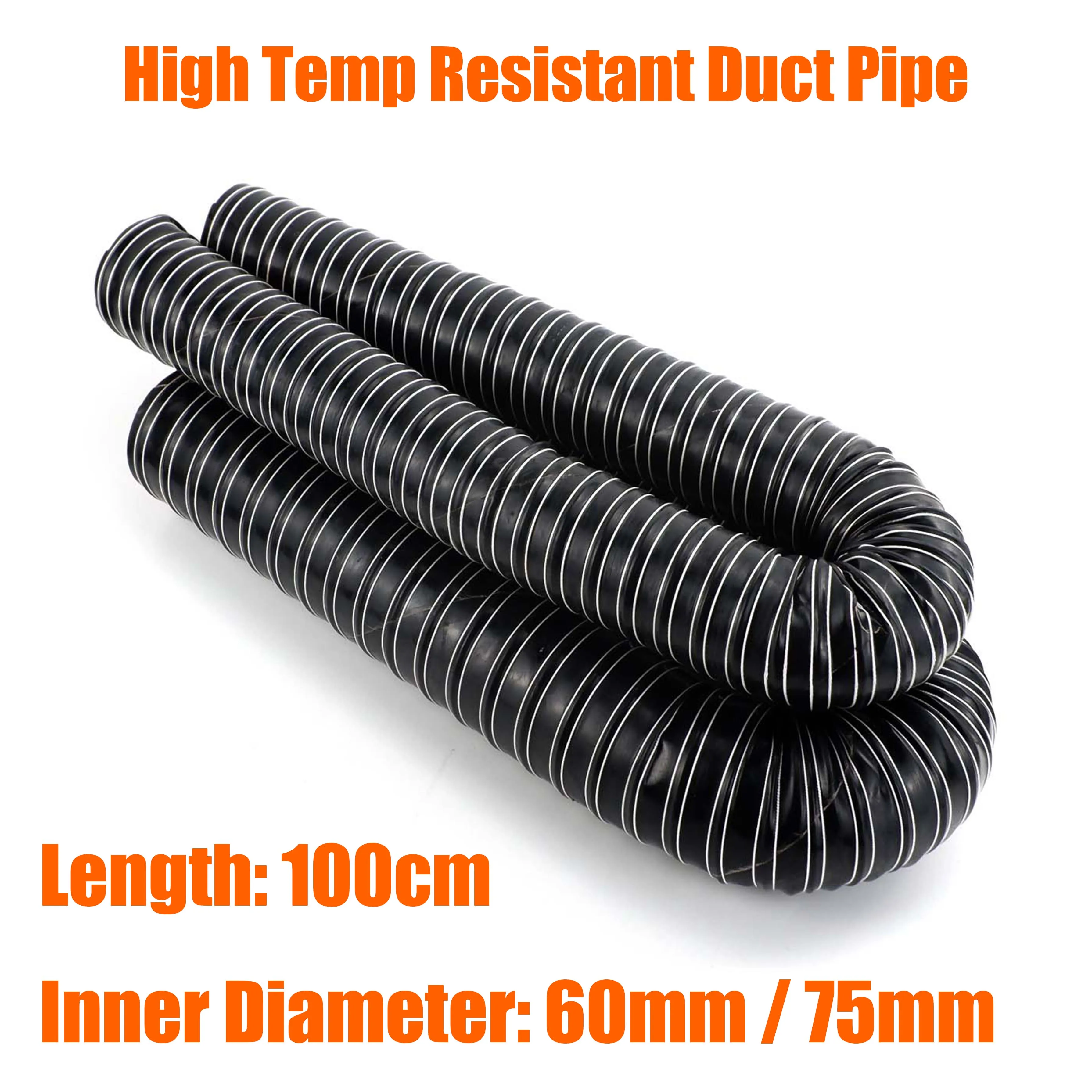 60mm 76mm Inner Diameter Length 100cm Air Diesel Heater Duct Pipe Tube Hose High Temp Resistant For Car Camper Truck Caravan