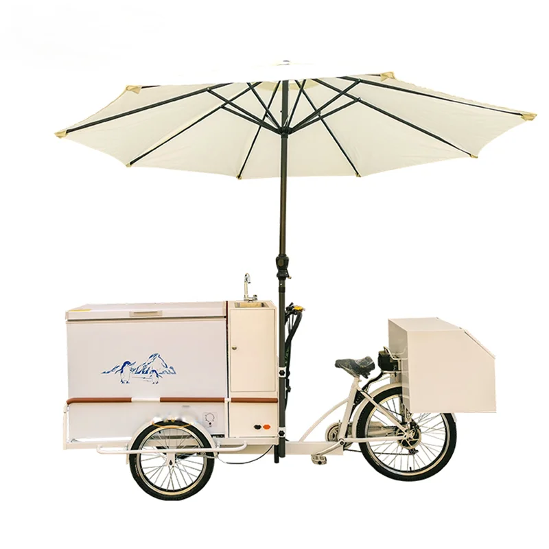 

Electric Tricycle Ice Cream Bicycle Food Bike Pedal Moped for Outdoor Movement Stylish Appearance