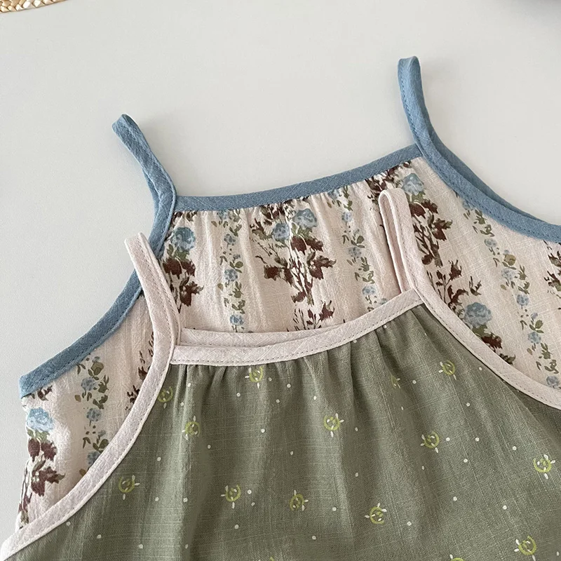 2pcs New Baby Girl Clothing Sets Summer Toddler Baby Girls Suit Suspenders Flower Camisole + Bloomer Shorts Infant Princess Suit