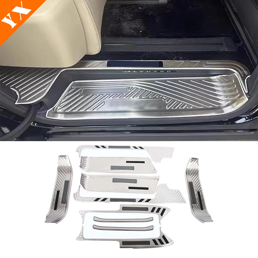 For Toyota ALPHARD 2024-2026 Accessories Stainless Black Silver Car Door Sill Scuff Plate Welcome Pedal Protection Trim