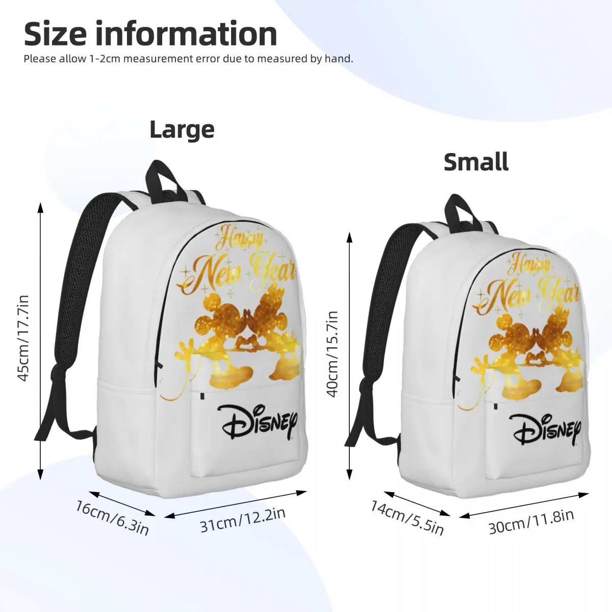 Happy New Year Kindergarten Bag Disney Cartoon Character Mickey For Kid Vintage Journey Birthday Sturdy Shoulder Storage Bag