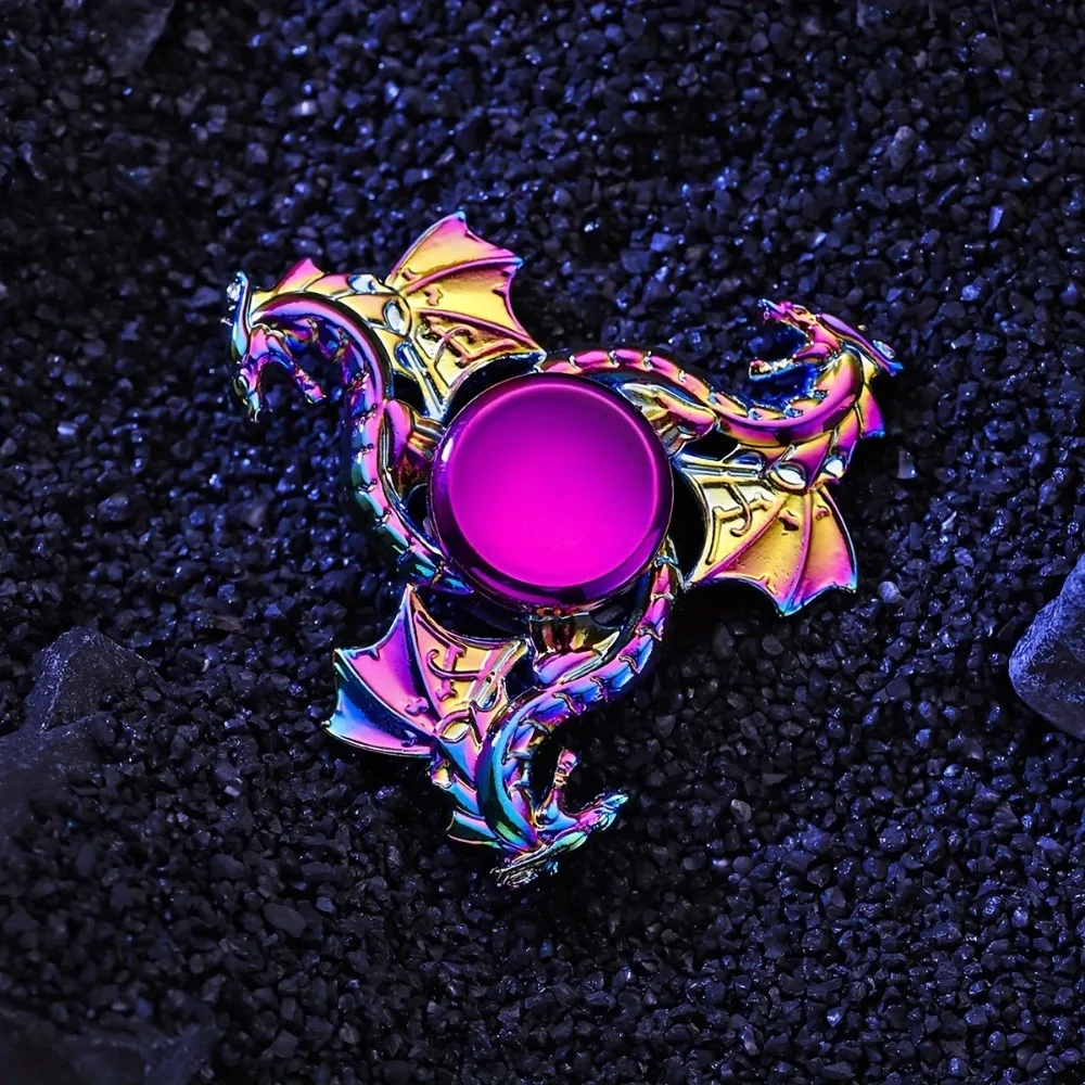 قطعة واحدة من دوارة إصبع معدنية متينة، لعبة تنين ملونة مرتفعة السماء للبالغين مع وقت دوار طويل الأمد #1