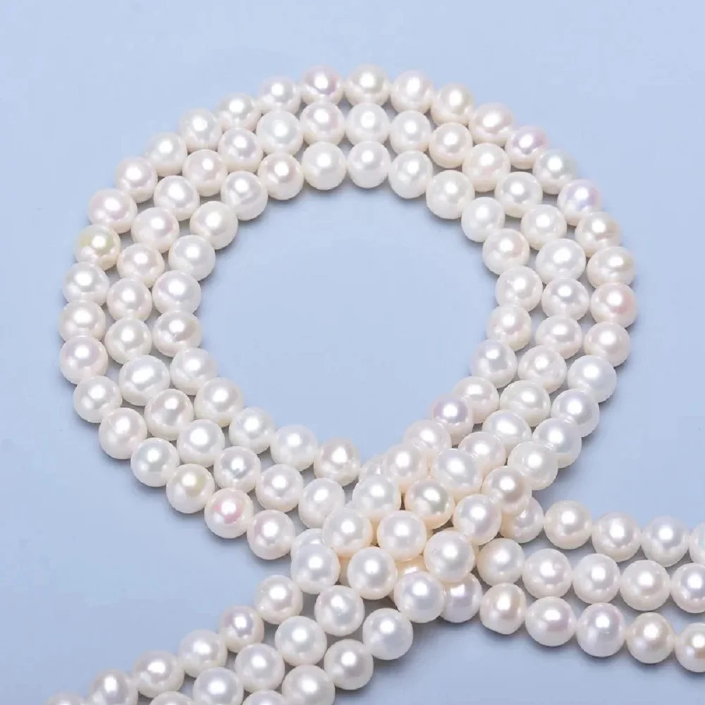 3-Row Pearl Necklace AAAA 5-6mm White Natural Japanese Round Pearl Necklace 925S.16-19-20 inches