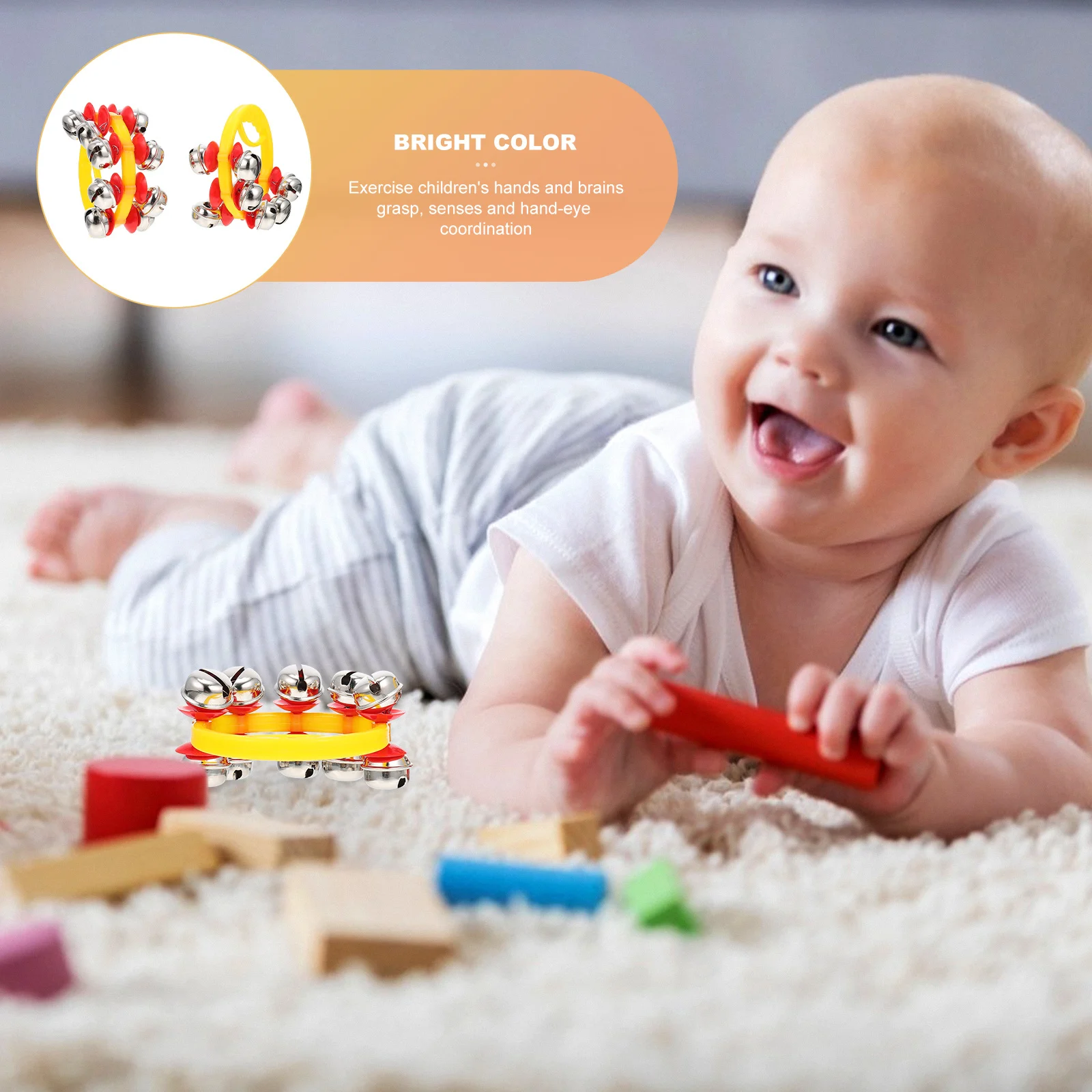 2 Stück Handglocken für Kinder, robustes Kunststoff-Rasselarmband, helle Partygeschenke, Baby-Shaker, pädagogische Rassel für Kleinkinder