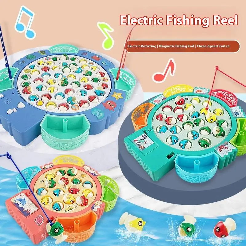 1 Set Education Baby 3 Year Gifts Kids Magnetic Fishing Play For Children Electric Fishing Toy Have Music Spinning Game Fish Rod