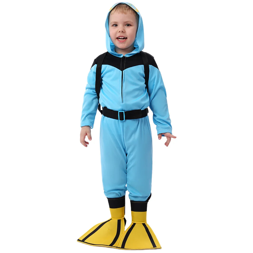 Kids Halloween New Diver Cosplay Clothing Professional Diving Cosplay Jumpsuit Children's Party Stage Performance Costumes