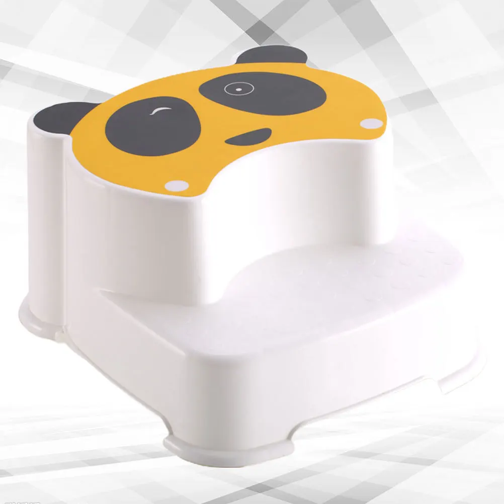 1 قطعة الأطفال المضادة للانزلاق خطوة البراز الأصفر الكرتون الباندا تصميم غسل اليد مسند القدم طبقة مزدوجة مقعد البراز للأطفال الحمام #5